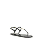 Black Calf Leather Bos Taurus Flat Sandals