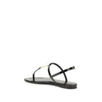 Black Calf Leather Bos Taurus Flat Sandals