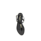 Black Calf Leather Bos Taurus Flat Sandals