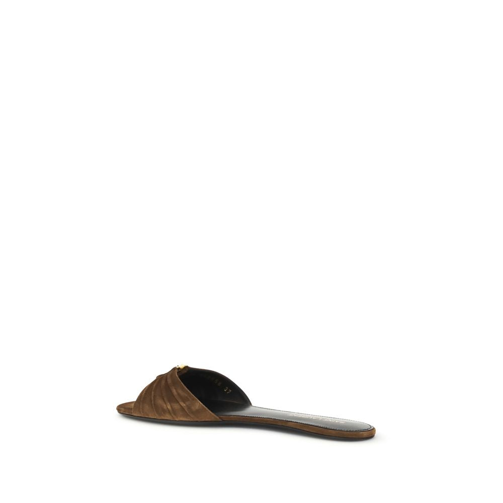 Brown Calf Leather Bos Taurus Flat Sandals