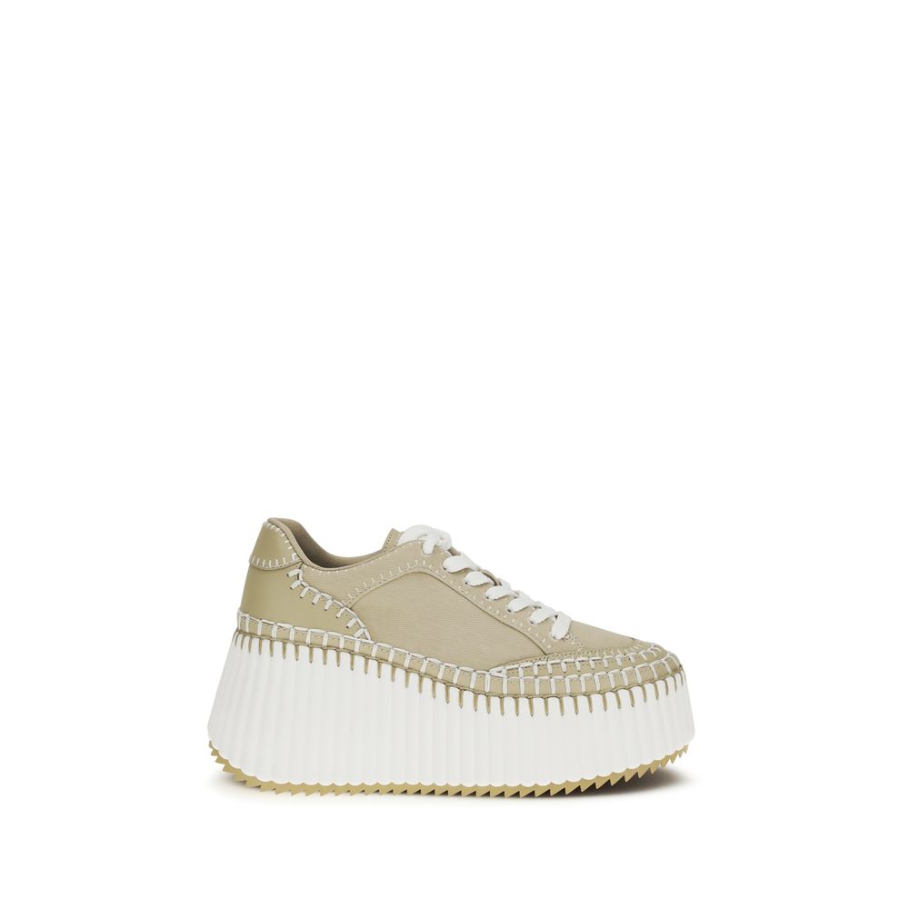 Bicolor Fabric Platform Sneakers