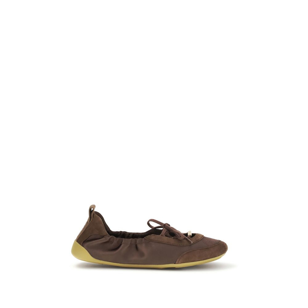 Brown Polyester Ballet Flats