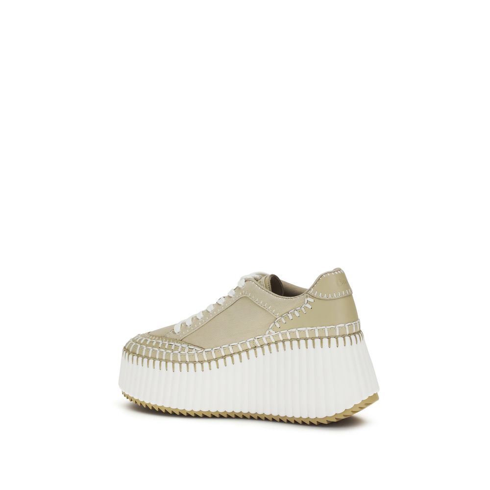 Bicolor Fabric Platform Sneakers