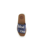 Blue Cotton Flat Sandals