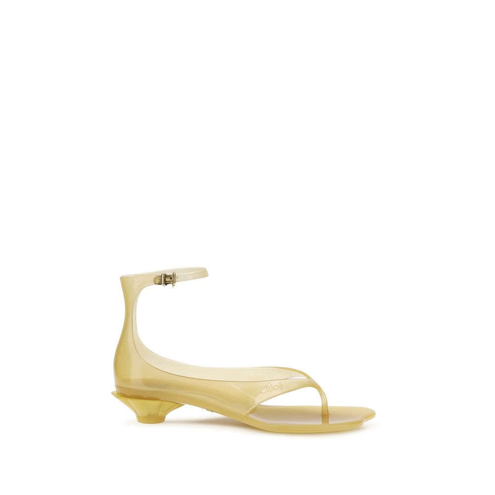 Beige Polyurethane Flat Sandals