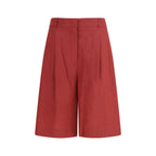 Multicolor Linen Bermuda Shorts