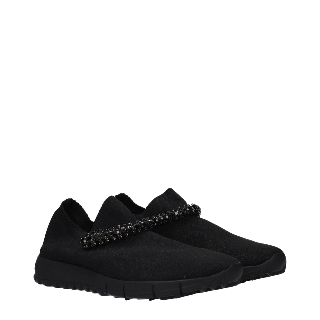 Black Fabric Slip-On Loafers