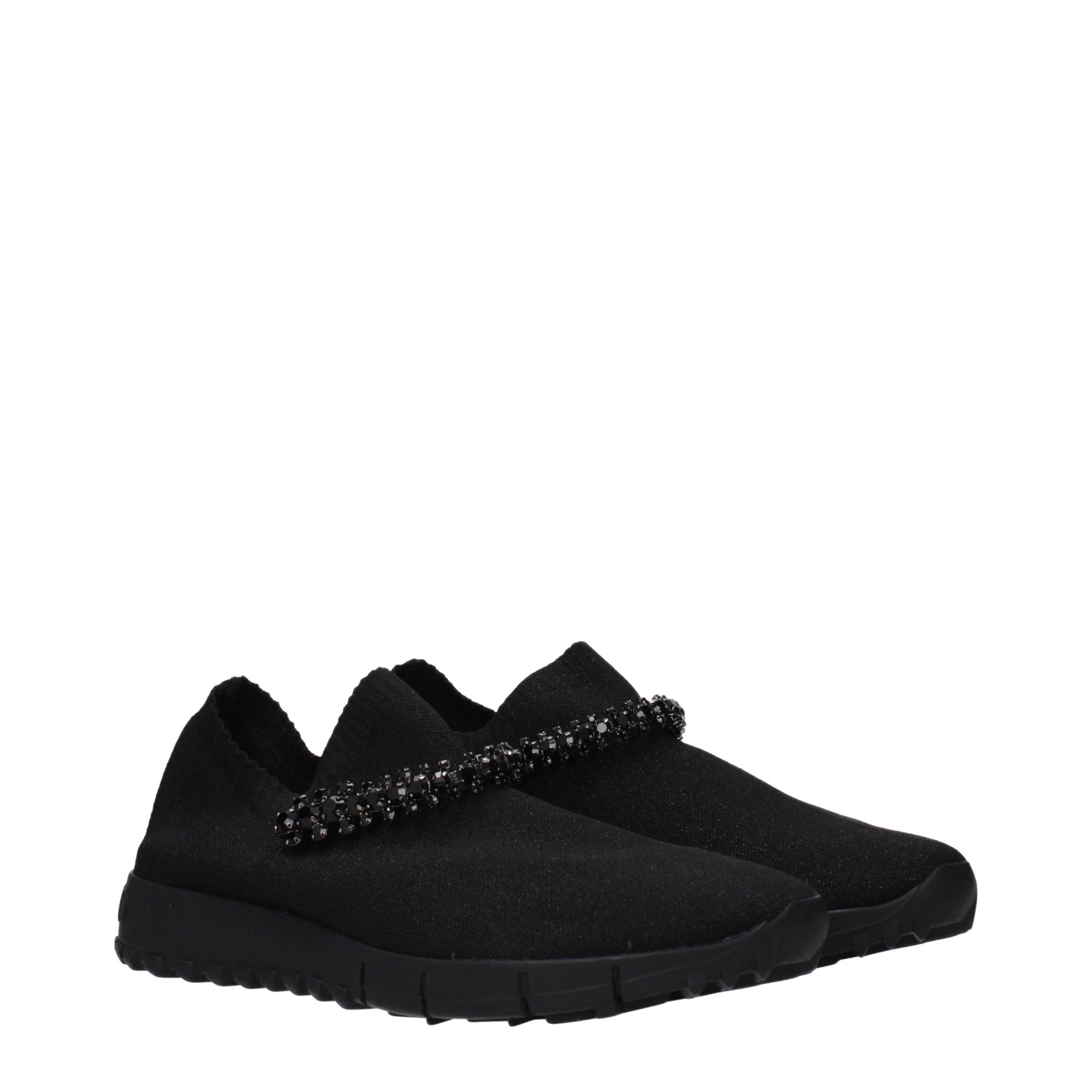 Black Fabric Slip-On Loafers