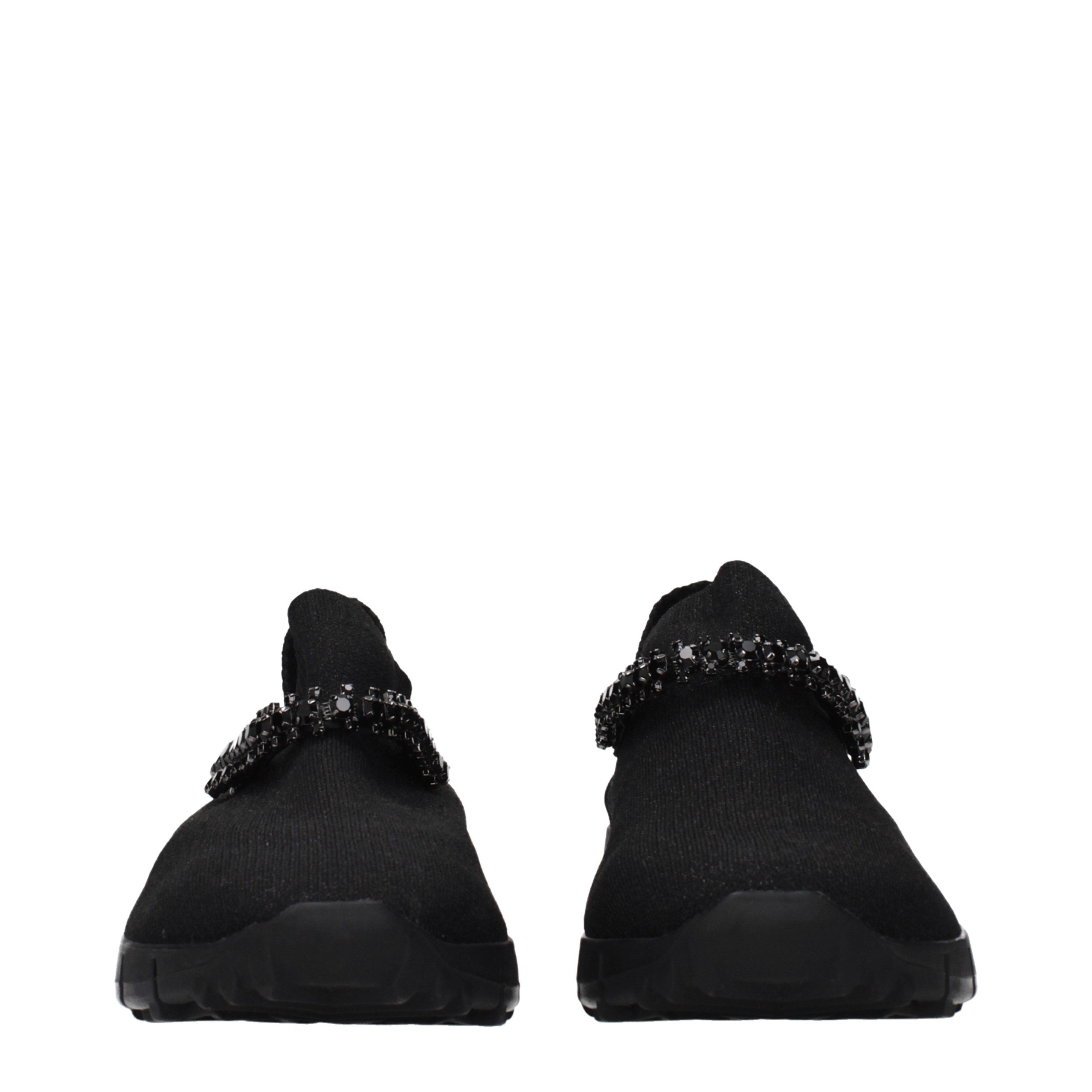 Black Fabric Slip-On Loafers