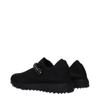 Black Fabric Slip-On Loafers