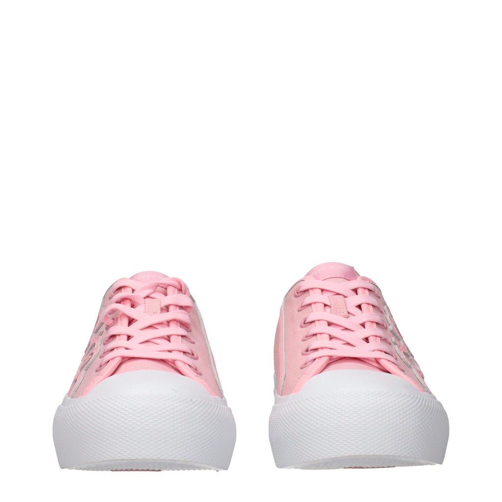 Pink Fabric Low Top Sneakers