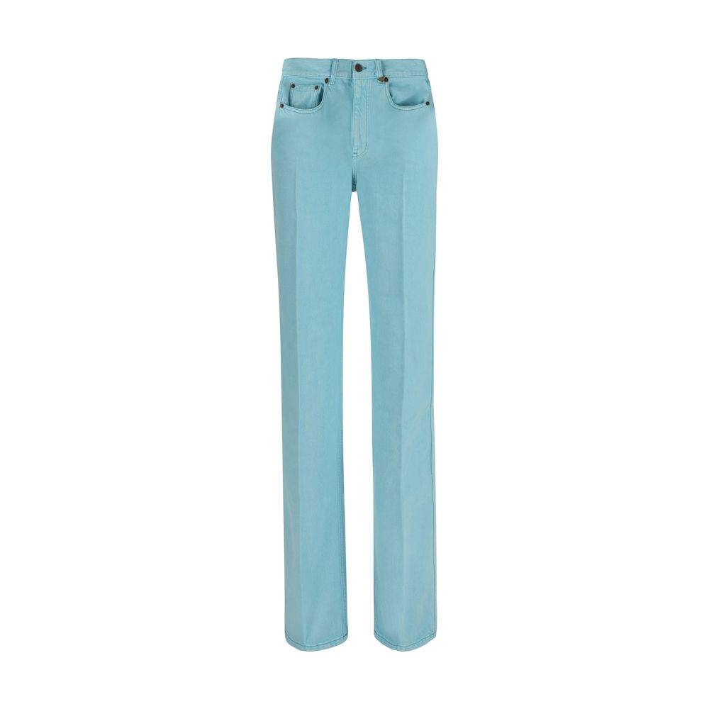 Blue Cotton Straight-Leg Jeans