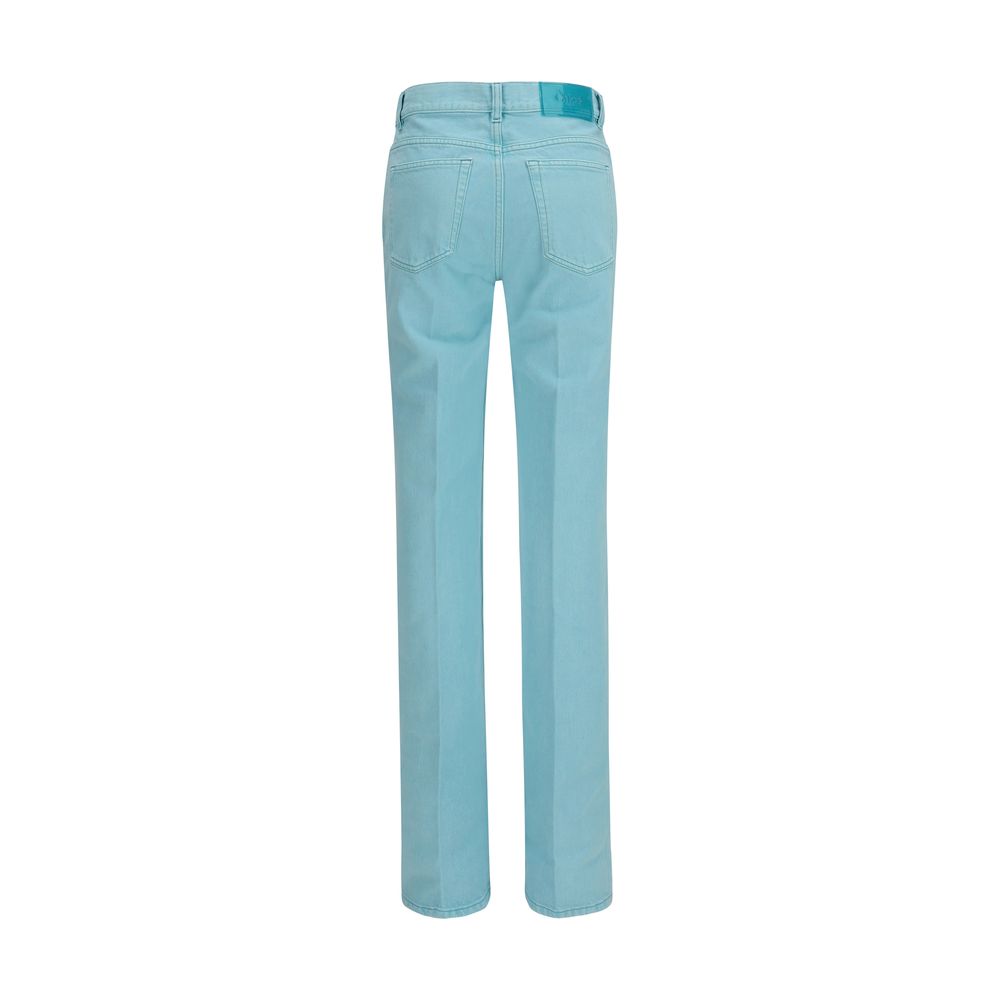 Blue Cotton Straight-Leg Jeans