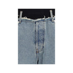 Blue Cotton High-Waisted Jean