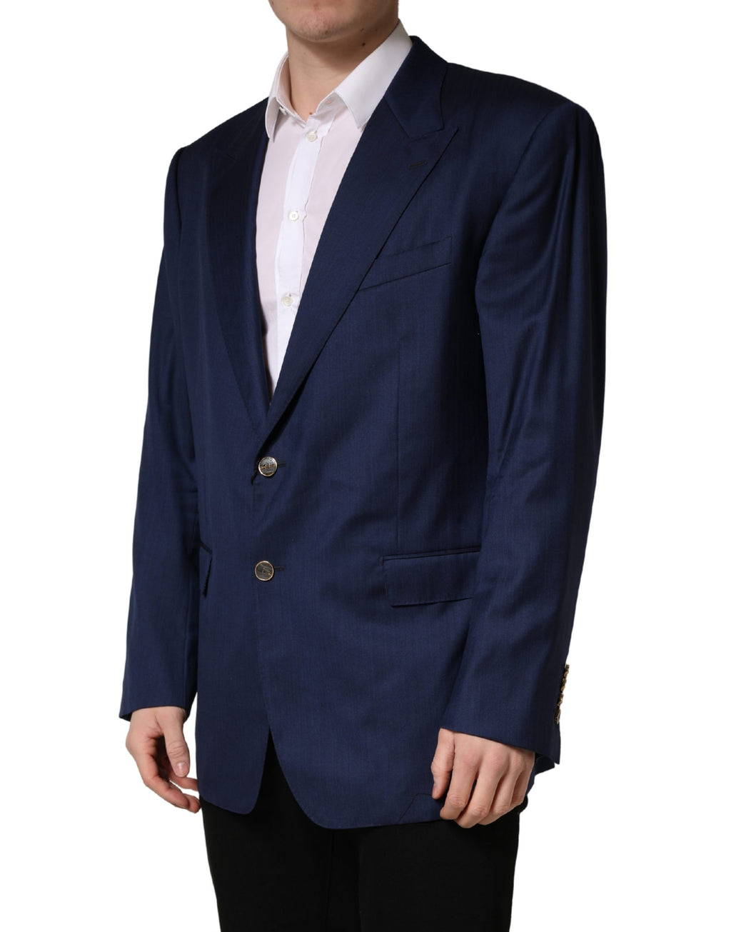 Blue Single Breasted 2 Button Suit Jacket