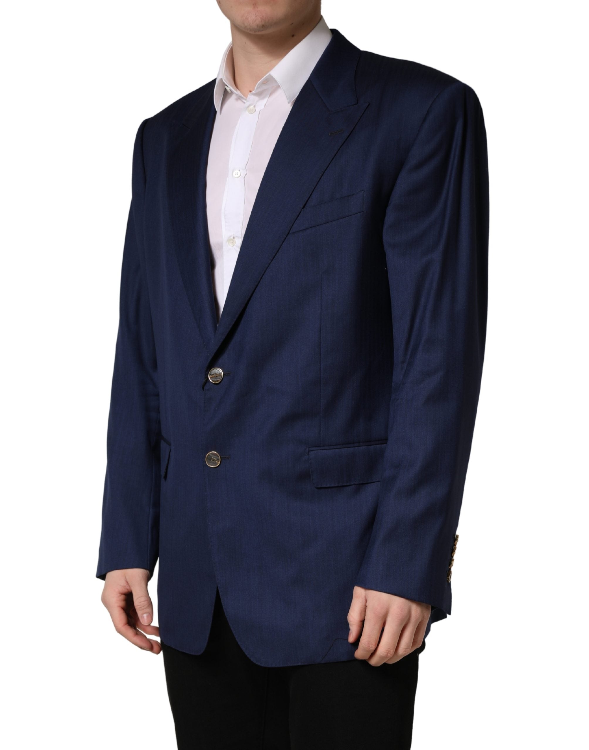Blue Single Breasted 2 Button Suit Jacket