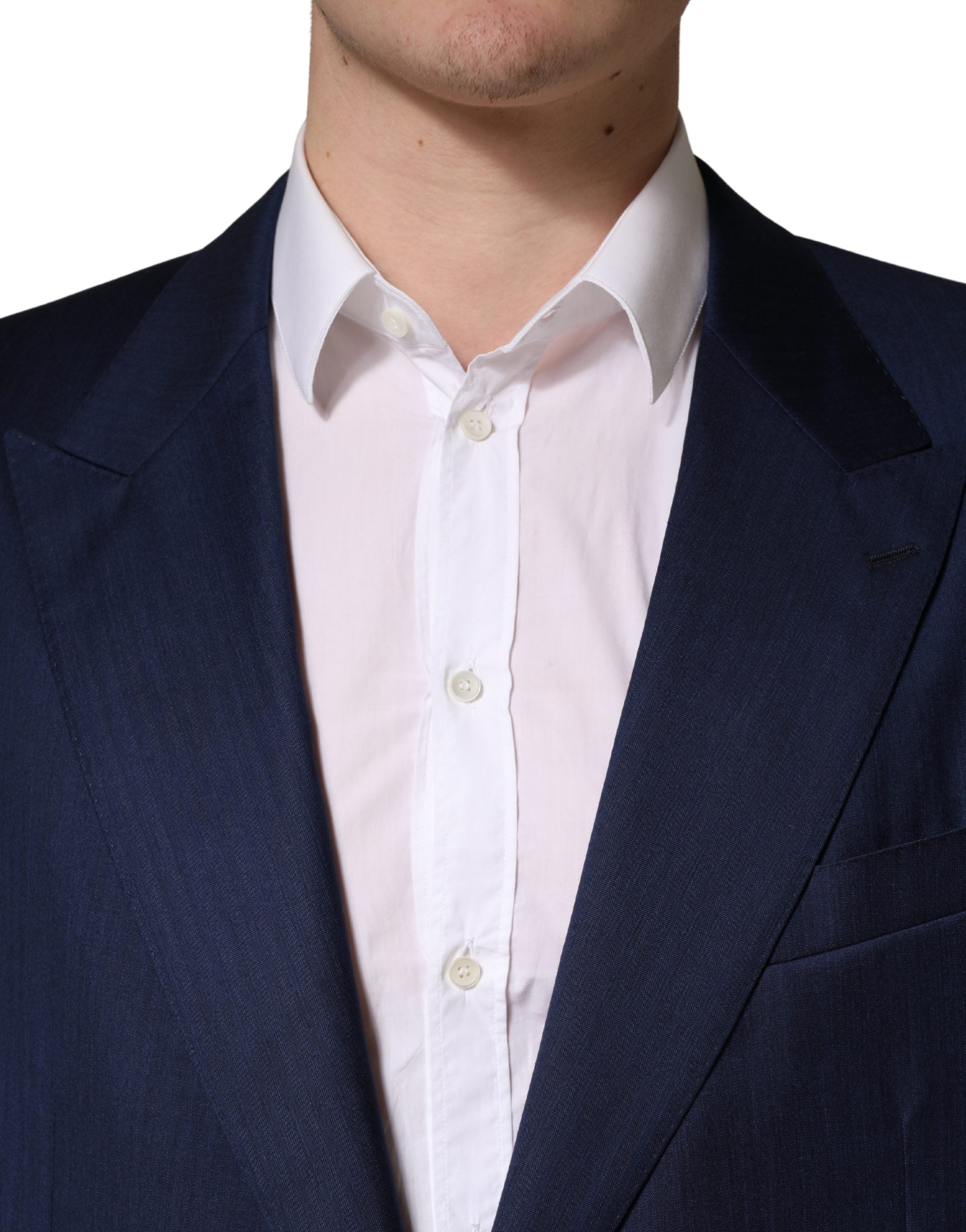 Blue Single Breasted 2 Button Suit Jacket