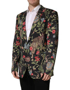 Multicolor Floral Leopard 1 Button Men Suit Jacket