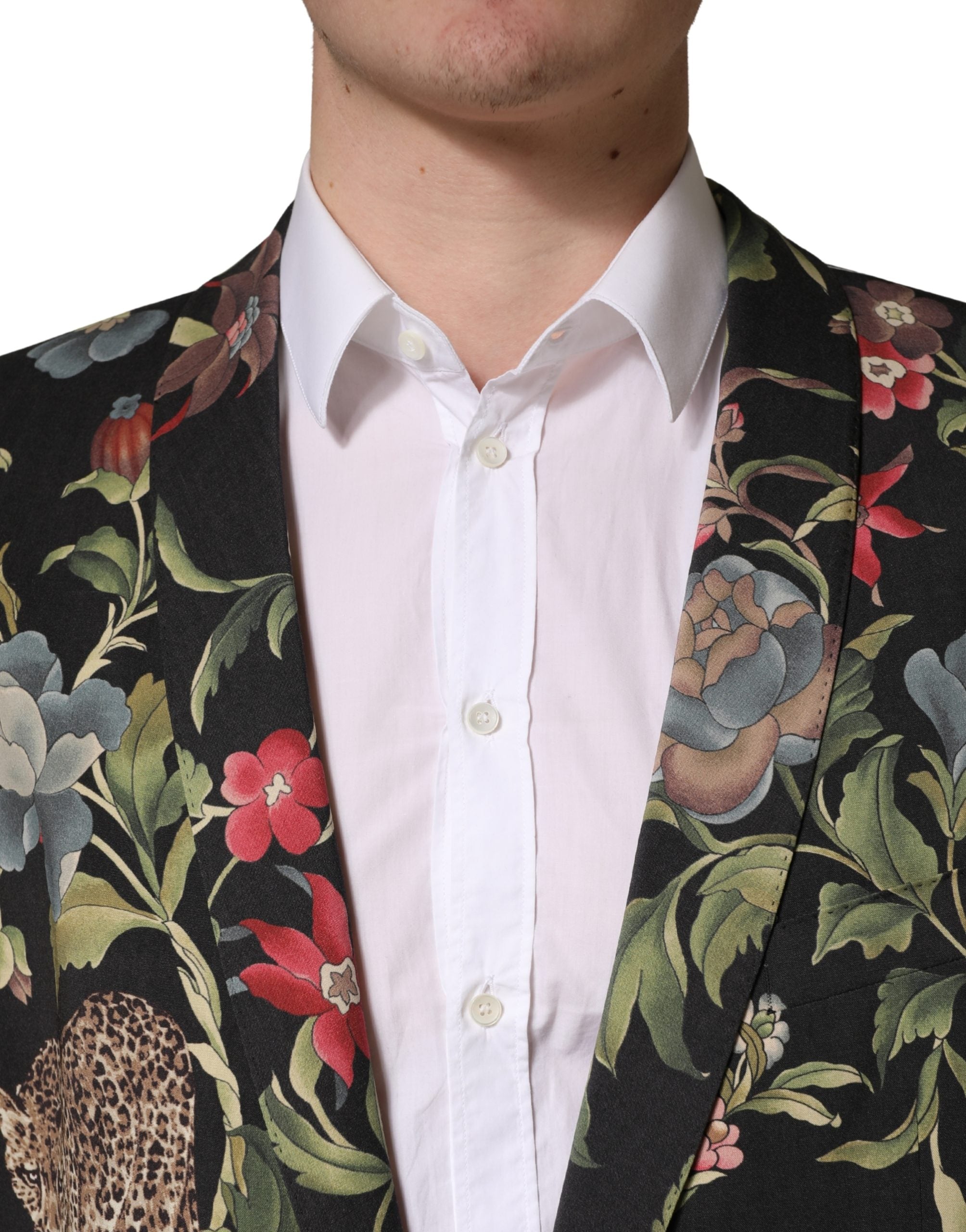 Multicolor Floral Leopard 1 Button Men Suit Jacket