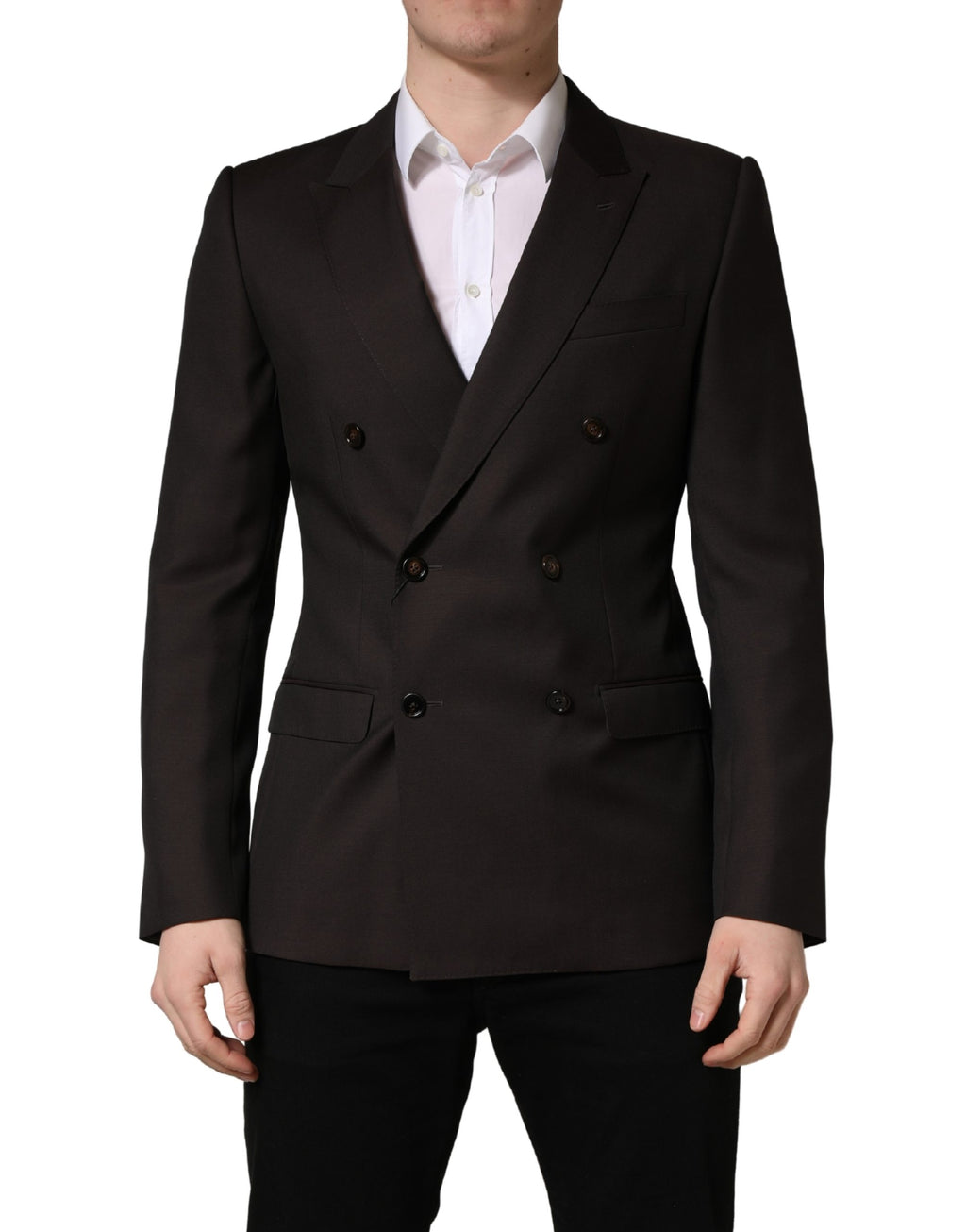 Dark Violet Wool Double Breasted Suit Jacket