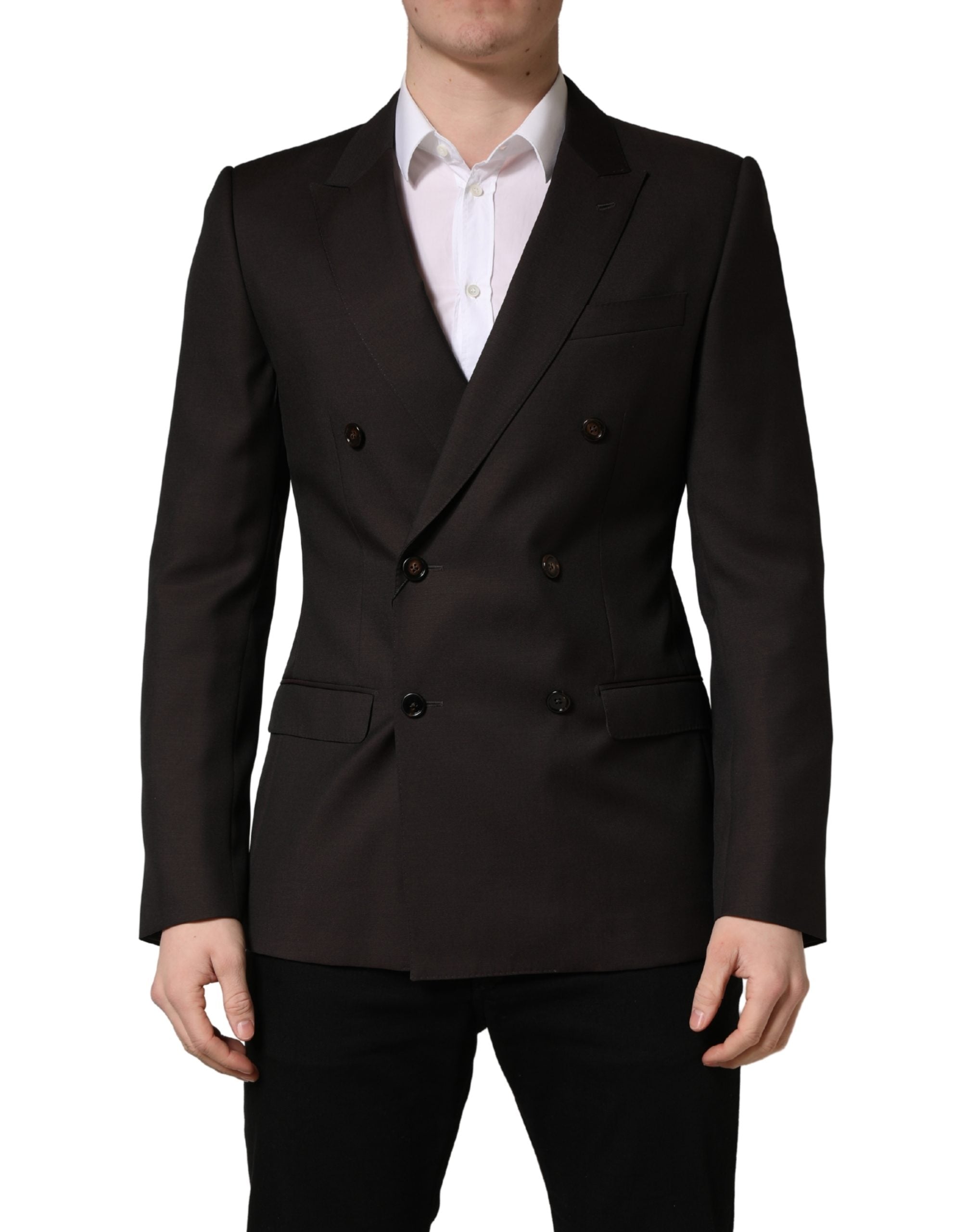 Dark Violet Wool Double Breasted Suit Jacket