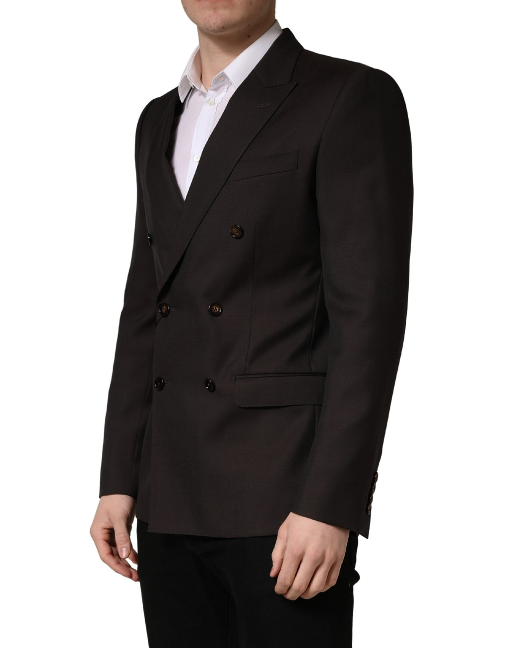 Dark Violet Wool Double Breasted Suit Jacket