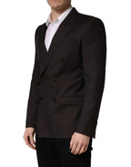 Dark Violet Wool Double Breasted Suit Jacket
