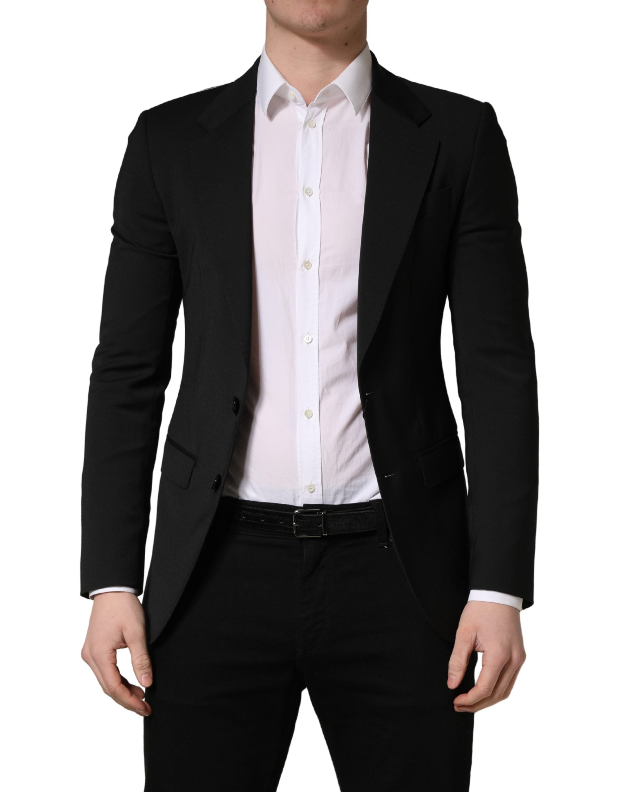 Black Polyester 2 Buttons Men Suit Jacket
