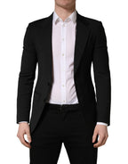 Black Polyester 2 Buttons Men Suit Jacket