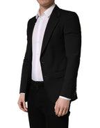 Black Polyester 2 Buttons Men Suit Jacket