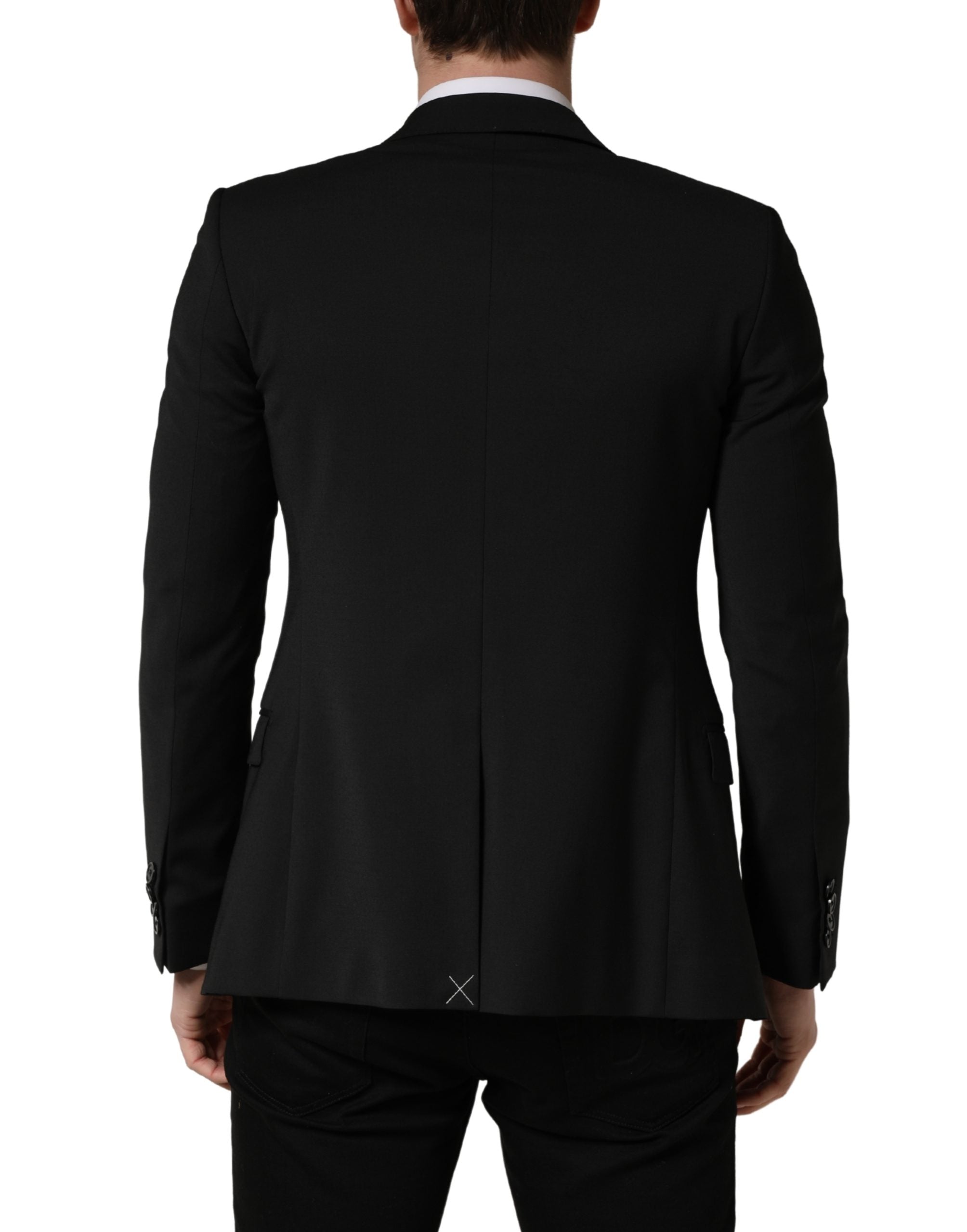 Black Polyester 2 Buttons Men Suit Jacket