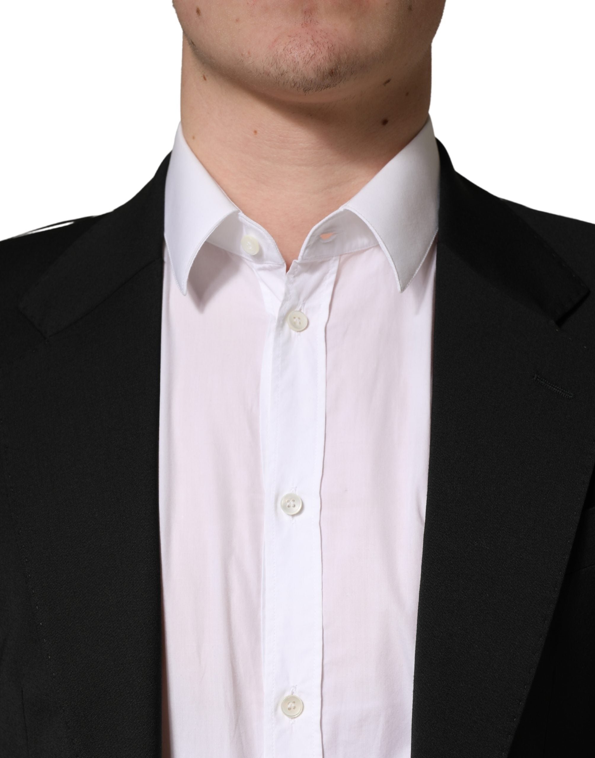 Black Polyester 2 Buttons Men Suit Jacket