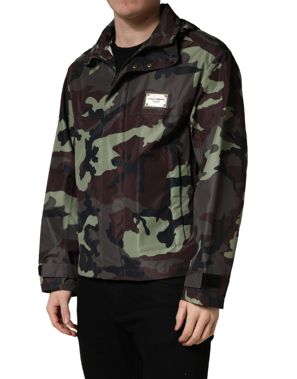 Multicolor Camouflage Hooded Bomber Jacket