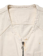 Off White Cotton FullZip Denim Blouson Jacket