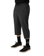 Dark Gray Wool Cropped Chino Trouser Pants