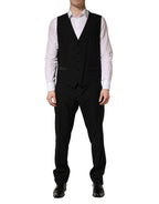 Black Wool Silk Saxophone Slim Fit 3Pc Suit
