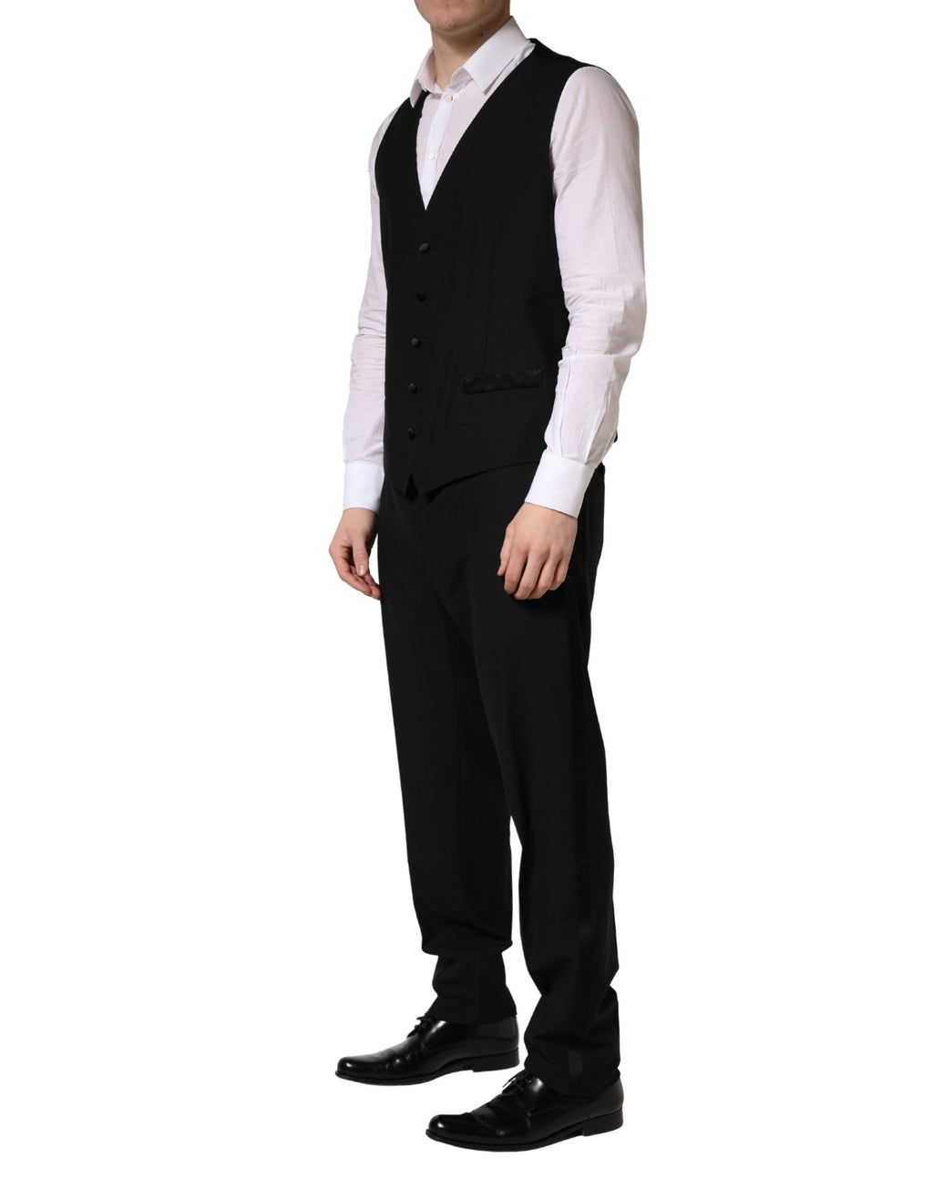 Black Wool Silk Saxophone Slim Fit 3Pc Suit