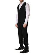 Black Wool Silk Saxophone Slim Fit 3Pc Suit