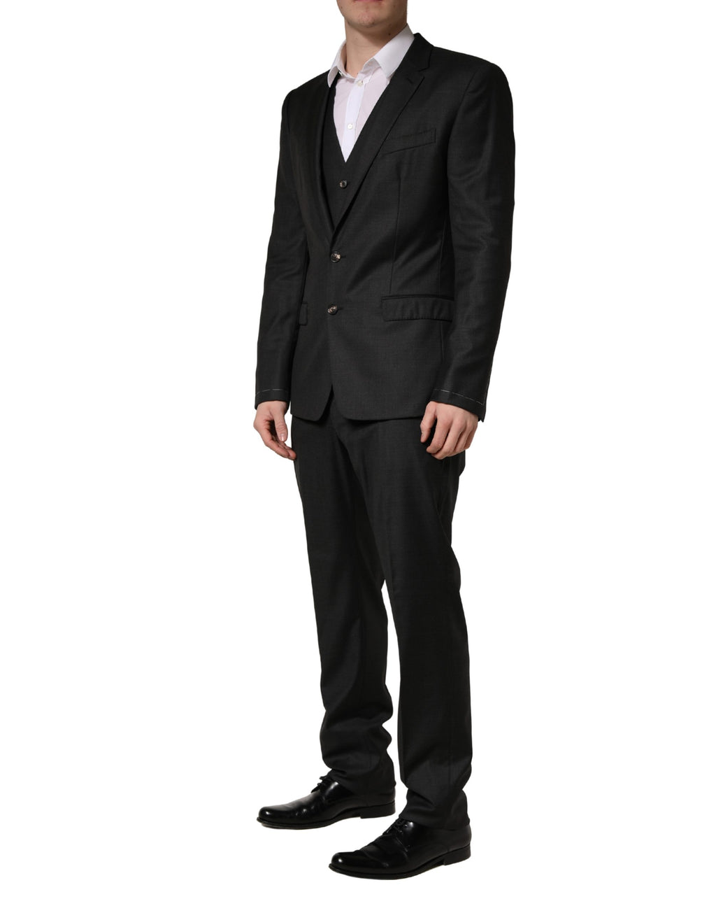 Black Wool Slim Fit Formal 3 Piece Men Suit