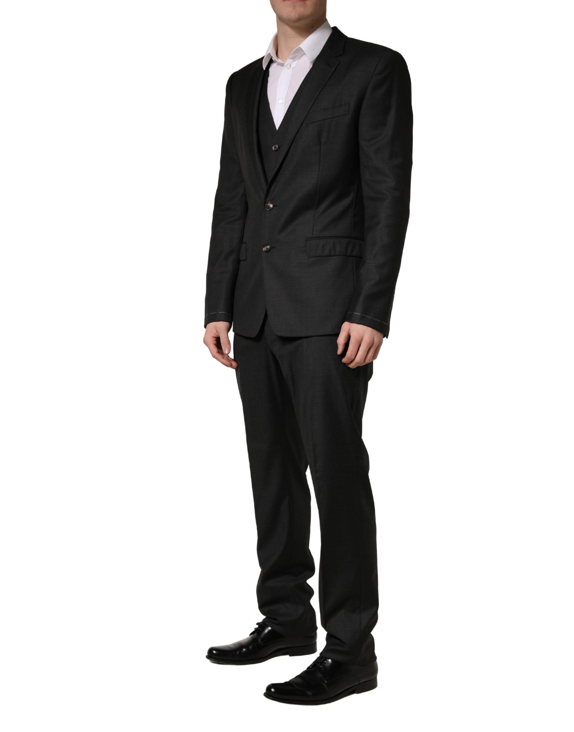 Black Wool Slim Fit Formal 3 Piece Men Suit