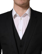 Black Wool 2 Buttons Formal 3 Piece Men Suit
