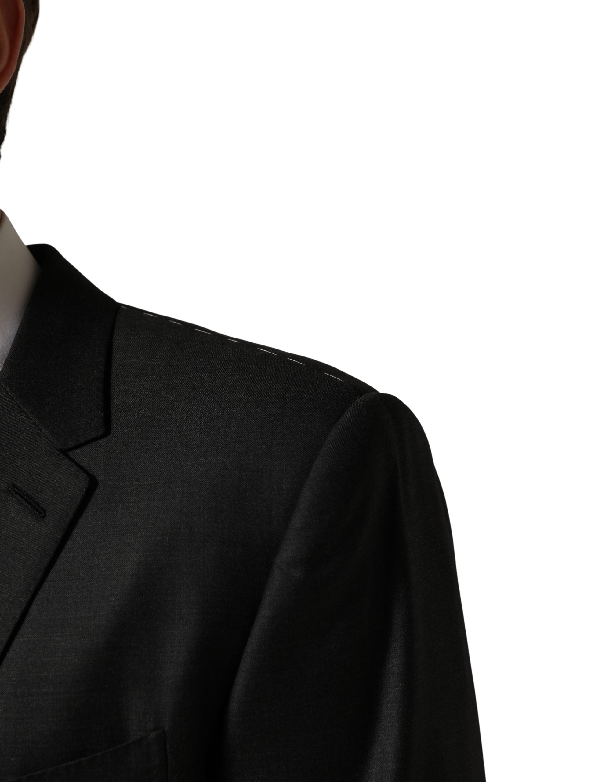 Black Wool 2 Buttons Formal 3 Piece Men Suit
