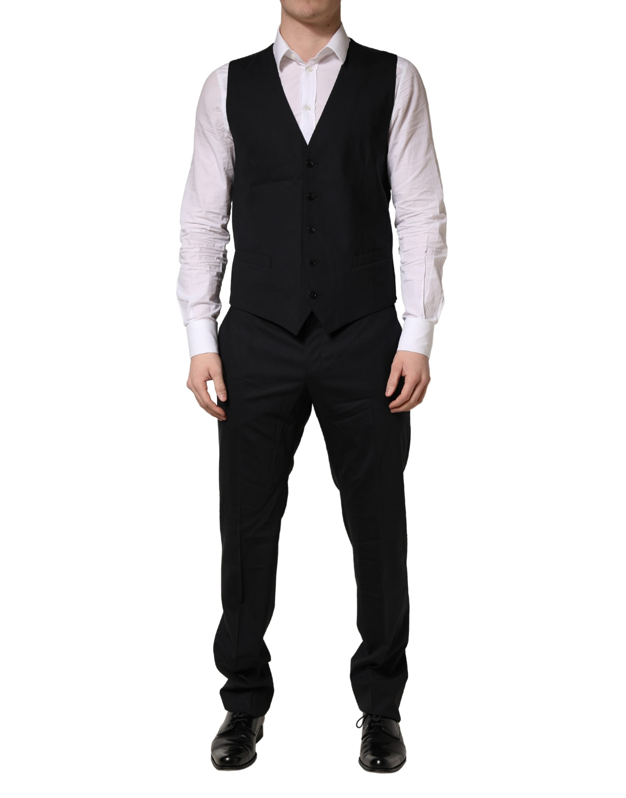 Black Wool 2 Buttons Formal 3 Piece Men Suit