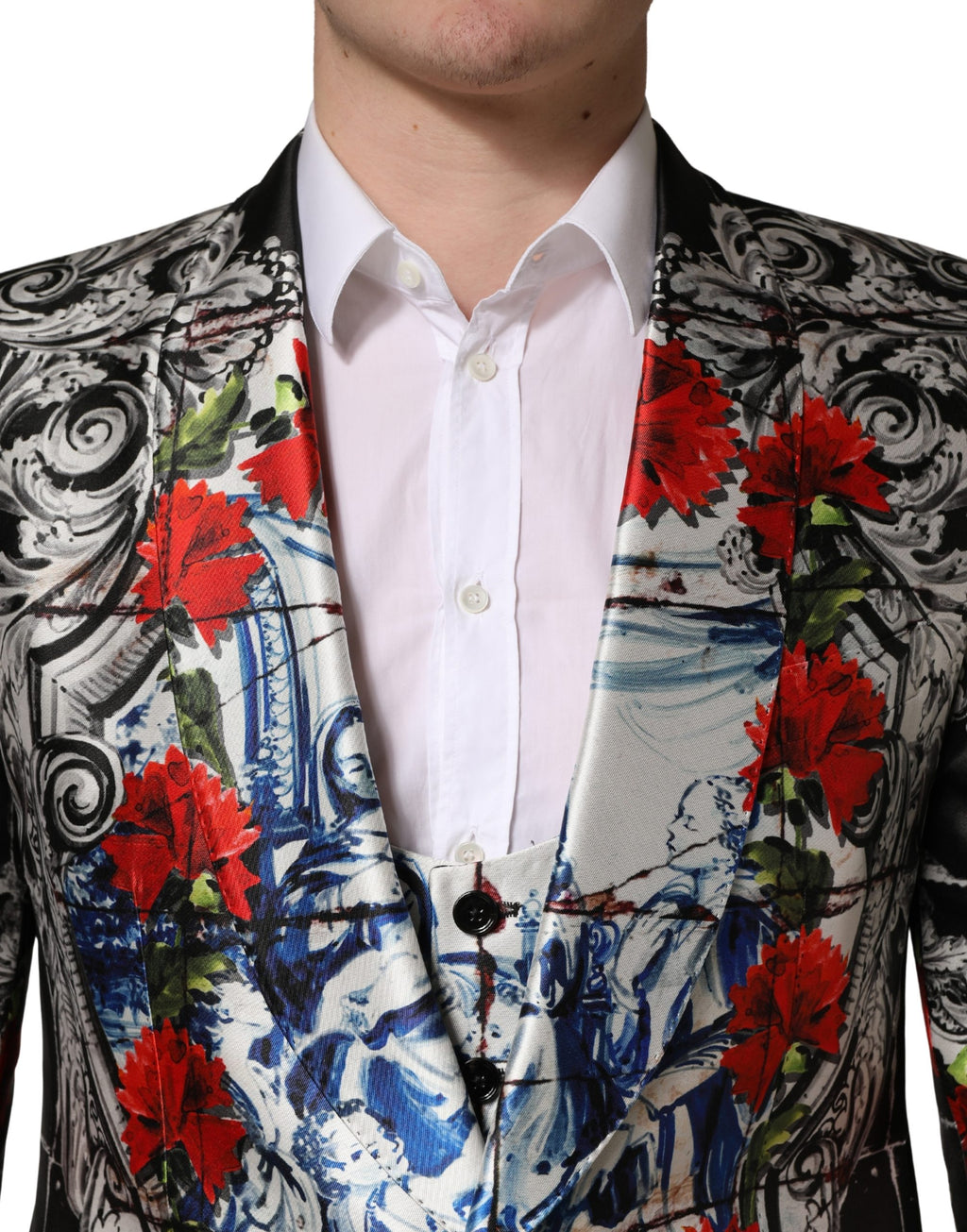 Black Floral 2 Buttons Formal 3 Piece Suit