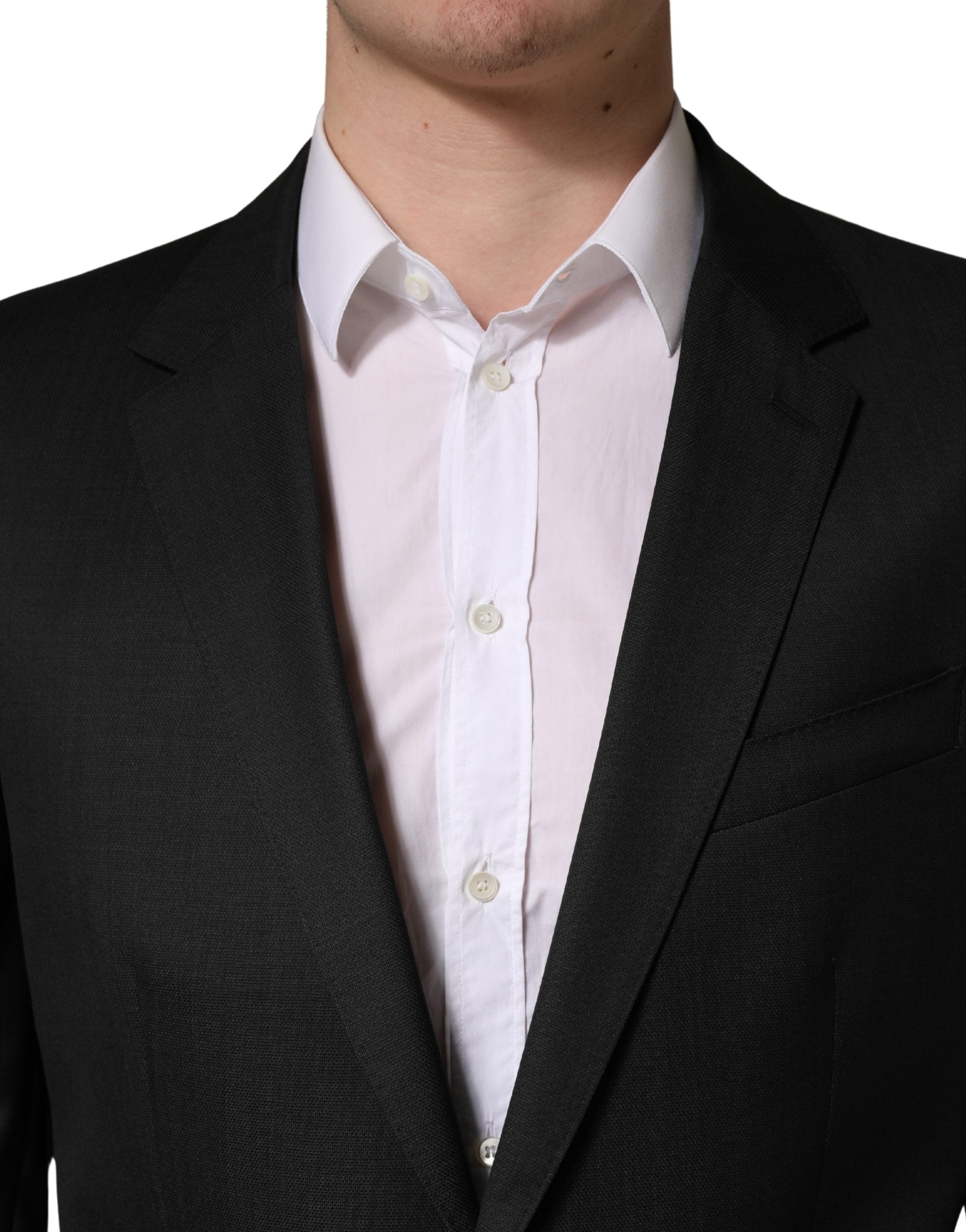 Black Wool 2 Buttons Formal 2 Piece Suit