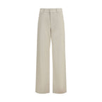 Beige Cotton Straight-Leg Jeans