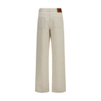 Beige Cotton Straight-Leg Jeans