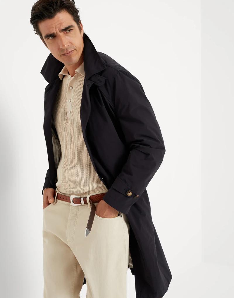 Blue Polyester Trench Coat