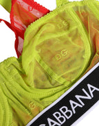 Yellow Nylon Layered Lace Balconnet Bra Underwear