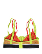 Yellow Nylon Layered Lace Balconnet Bra Underwear